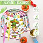 250 Pcs Mexican Fiesta Plates and Napkins, 50 Guests Disposable Cinco de Mayo Party Dinnerware Mexico Tableware Set for Mexican Theme Taco Tuesday Holiday Party Supplies - Image 5