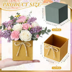 12 Pack Galvanized Square Vases with Floral Foam 3.5 Inch, Gold - Image 2