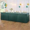 Hunter Green Spandex Table Clothes for 8 Foot Rectangle Tables, Wrinkle Free Fitted Tablecloth Cover 8ft Green Stretchy Tablecloths with Skirt for Parties Weddings Birthday Banquet Baby Shower by Htper