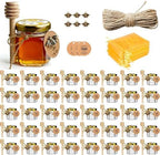 DnaDkiy Mini Glass Honey Jars with Dippers, 1.5oz Honey Pot, 40 Pack by DnayDkiy