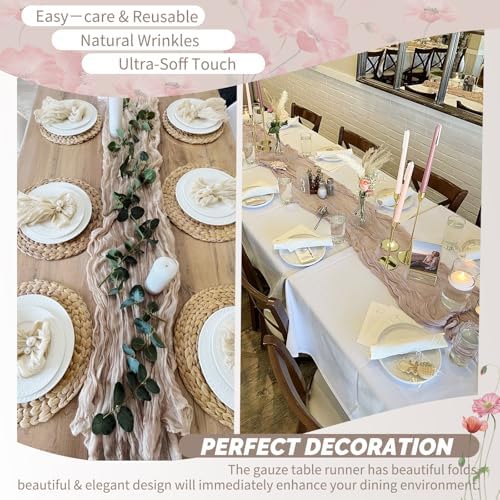 18 Pack Rosy Brown Cheesecloth Table Runner 17x108 Inches Boho Home Decor - Image 6