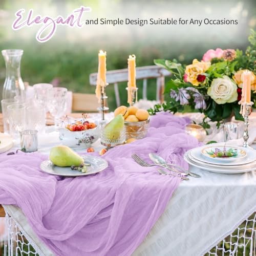 14 Pack Lavender Cheesecloth Table Runner 17x108 Inch Semi Sheer Boho Gauze Cheese Cloth Fabric Table Runners, for Wedding Party Baby Shower Birthday Home Decor Garden Farmhouse - Image 5