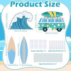 4 Pcs Large The Big One Themed Birthday Party Decorations 1st Birthday Decoration Beach Surfboard Cardboard Cutout Photo Booth Props Backdrop for Beach Pool Baby Shower Supplies - Image 3