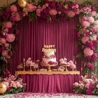 20x10ft Burgundy Backdrop Curtain for Wedding Parties Wrinkle Free Fabric Maroon Drapes Backdrop Decoration for Baby Shower Birthday Photography Decoration 4 Panels, 5ft x 10ft - Image 3