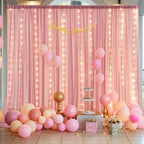 10ft x 10ft Dusty Rose Chiffon Backdrop Curtain with Lights String for Parties,2 Panels Sheer Tulle Curtain Wedding Photo Backdrop with Lights for Baby Shower Birthday Party Ceremony Home Decorations - Image 2