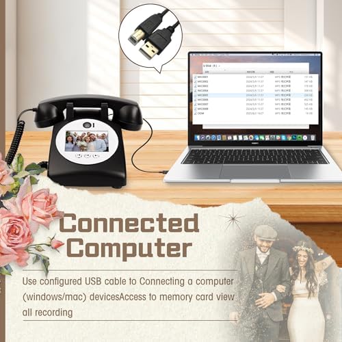 Video Audio Guest Book Wedding Phone,1080P HD Video Phone Guestbook, Preserve Your Special Occasions, Ideal for Wedding Bridal Shower, Birthday, Graduations, Baby Shower(Black) - Image 4