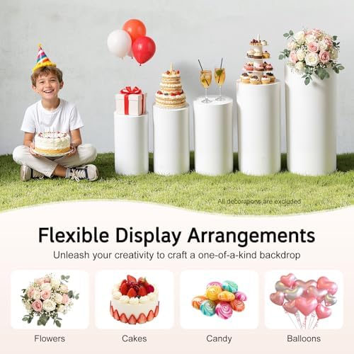 5Pcs Cylinder Pedestal Stands, White Cake Dessert Display Stand for Party - Image 6