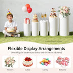 5PCS White Cylinder Pedestal Stands for Party Round Pedestal Display Plinth Pillars Metal Dessert Table Display for Wedding Birthday Party Art Decor(5PCS-Cylinder-2) - Image 5