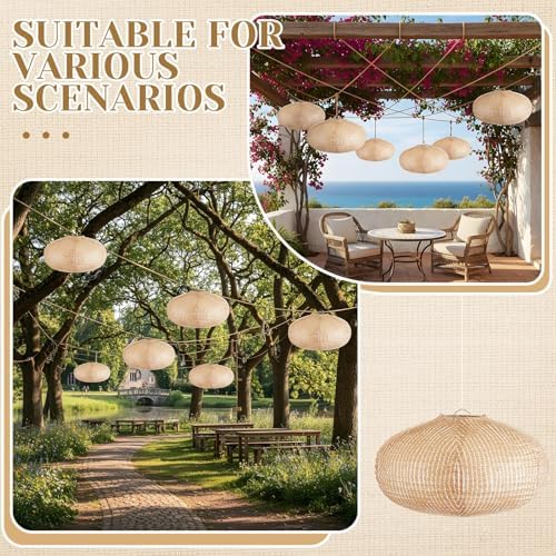 Hortsun 12 Pcs Print Burlap Oval Paper Lanterns Boho Chinese Paper Lanterns Decorative Farmhouse Classroom Decor Home Sweet Classroom Birthday Party Ceremonial Event (8 Inch) - Image 5