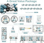 256pcs Blue Fast One Birthday Decorations for Boys, Serves 20 Guests - Image 3