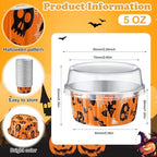 200 Set 5 oz Foil Baking Cup with Lid, Halloween, Orange - Image 4