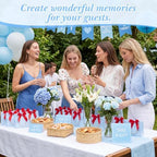 FunooFuno 50 Pack Blue Gingham Gift Bags with Red Bows, Blueberry Party - Image 6