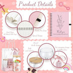 Zeyune 6 Sets Baby Shower Prizes for Wedding Bridal Shower Gifts Party Favors Including Glass Notebooks Ballpoint Pen Mirror Hairpins Hair Bands Gift Bag Thank You Cards(Pink,Classic) - Image 4