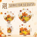 250 Pcs Marple Leaves Fall Party Supplies, Paper Plates Napkins and Cups - Image 2