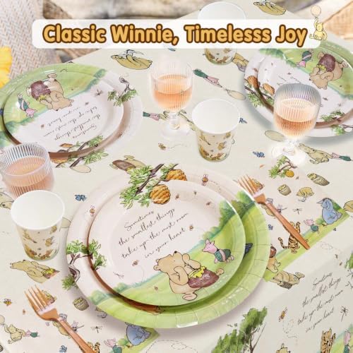 282Pcs Classic Winnie Neutral Baby Shower Decorations Quotes Plates Set - Image 2