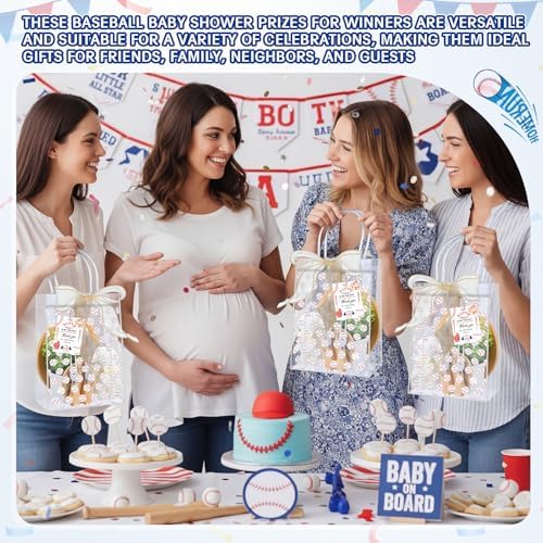 Honeydak 49 Pcs Baseball Baby Shower Prizes for Game Players 6 Sets Cheese Board Fork Knives Coasters Towel Potted Plant Thanks Card Gift Bag for a Little Slugger is on the Way Baby Shower Favors - Image 5