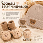 3 Set Baby Shower Table Decorations Bear Theme Socks Bulk with Dried Flower and Knit Hat for Photo Props Gender Reveal Table Centerpieces Baby Party Supplies Neutral Party Decor - Image 5
