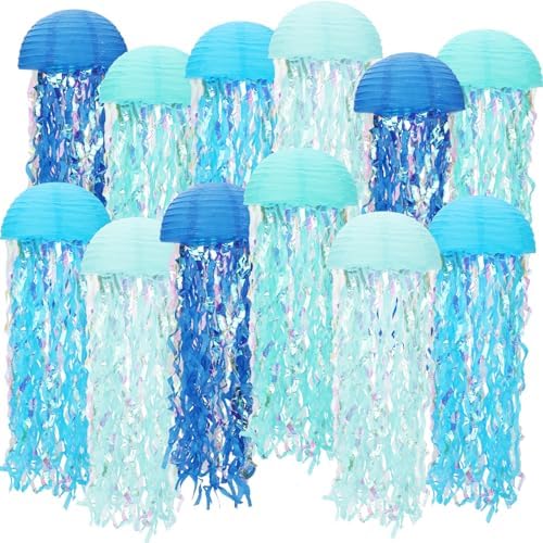 Baquler Set of 12 Jellyfish Party Decoration Blue Paper Lanterns by Baquler