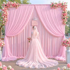 Baby Pink Tulle Backdrop Curtain for Wedding Parties,10ft x 10ft Wrinkle Free Curtain Backdrop,2 Layer Drapes for Backdrop,Polyester Back Drop for Bridal Shower Birthday Baby Shower Photography - Image 3