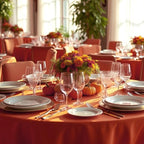 sancua Thanksgiving Round Tablecloth 120 Inch, 8 Pack Burnt Orange Rust - Image 3