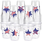 100 Pcs Patriotic Plastic Cups 12 oz, Red Blue & White Tableware by Ferrochef