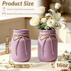 6 PCS 16oz Glass Mason Jars Flower Vases for Centerpieces, Purple - Image 2