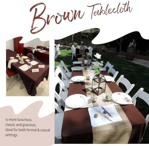 Showgeous 60x102 Inch Brown Rectangle Tablecloth 6 Pack Fit 6FT Table - Image 3