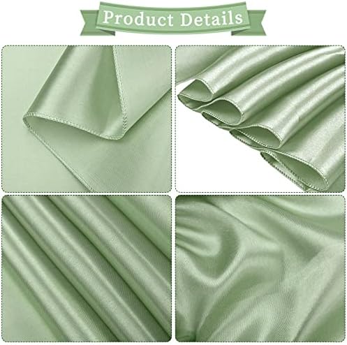 fani Sage Green Satin Chair Straps Bows,60 PCS 7x108 Inch,Chair Sash - Image 2