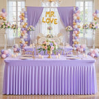 2 Pack Lavender Spandex Tablecloths for Rectangle Tables Light Purple Stretch Table Cloth Rectangle 6ft Lilac Elastic Fitted Table Cover with Skirt for Wedding Birthday Party Banquet Baby Shower - Image 4