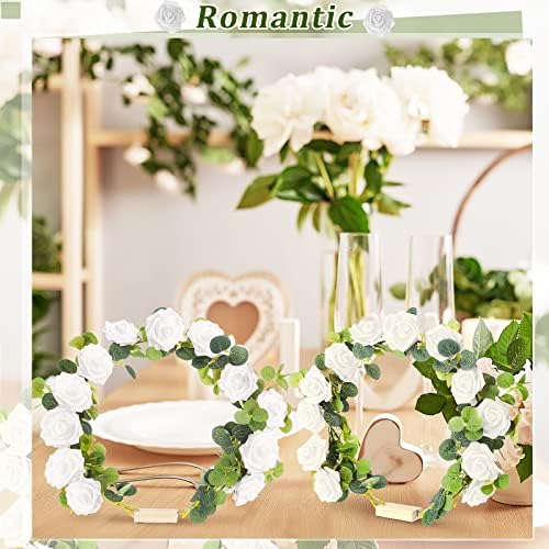 Yinder 15 Pcs Metal Floral Gold Hoop Centerpiece with Stand,14 Inch,White - Image 3