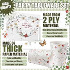 LemonRoad 175 Pcs Little Love Ladybird Party Supplies, Garden Floral Disposable Tableware Set for 25 Guests, 9" Plates, 7" Dessert Plates, Cups, Napkins and Red Cutlery for Baby Shower Birthday - Image 3
