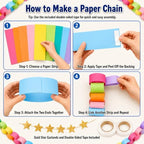 Chunky Colorful Paper Chain Garland Strips 500 Sheets 3 x 8 Inch - Image 7