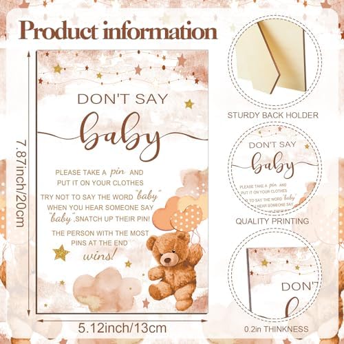 Patelai 321 Pcs Baby Shower Games Supplies, Brown Bear - Image 4