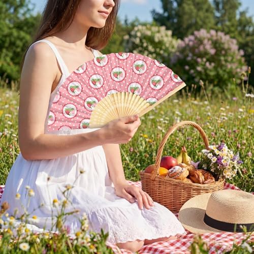 Roowest 36 Pcs Strawberry Party Favors, Folding Paper Hand Fans Bulk - Image 6