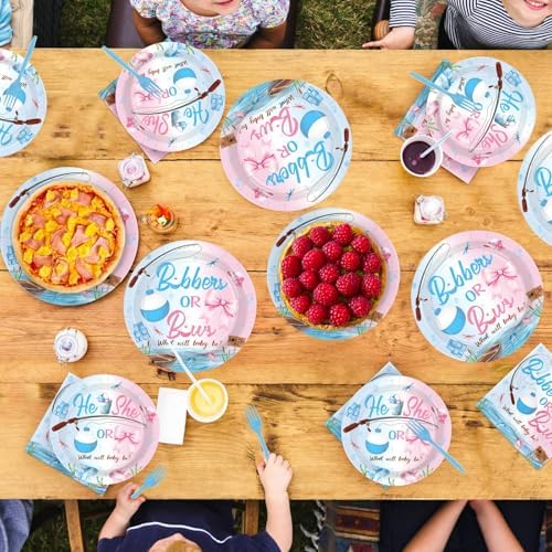 96Pcs Bobbers or Bows Gender Reveal Party Decorations, Serves 24 - Image 7