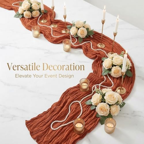 20 Pack Terracotta 17 x 108 Inch Cheesecloth Table Runner - Boho Gauze Sheer Fabric for Wedding Baby Shower Party Home Decor - Image 5