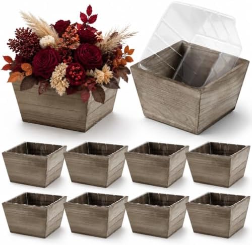 Dandat 8 Set 6 Inch Wooden Flower Box Rustic Table Centerpieces,Brown by Dandat