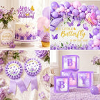 Purple Butterfly Baby Shower Decorations for Girl Party Supplies Set - Image 6