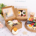 Moretoes 80pcs Cookie Boxes with Window, 6x6x3 Inches Brown Bakery Boxes - Image 5