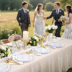 350Pcs White Gold Rim Heavy Duty Plastic Plates Dinnerware Set - Image 3