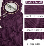 16 Pack Dark Purple Cheesecloth Table Runner 20 x 120 inch Gauze Table Runners 10 FT Long,Semi Sheer Boho Cheese Cloth Fabric Table Runner Bulk for Party,Wedding,Baby Shower,Bridal Shower Decoration - Image 3