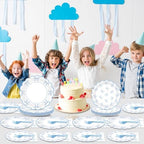 200Pcs Blue Bow Baby Shower Party Decorations Bowknot Birthday Tableware Dinnerware Set Scalloped Paper Disposable Plates Napkins for Baby Shower Bachelorette Engagement Party Supplies Serves 50 Guest - Image 6