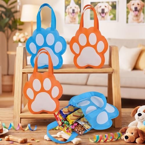 Tranqun 36 Pcs Blue Dog Paw Print Party Favor Bags with Handle - Image 2