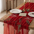 6Pcs Red Cheesecloth Table Runner 120 Inches for Party Boho Home Decor by KEKETOARRANGE