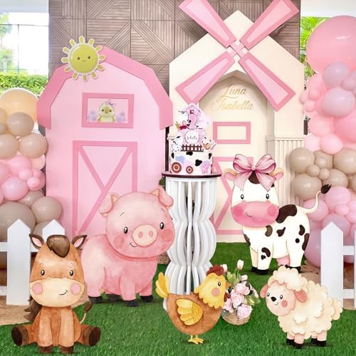 Eaasty 5 Pcs Farm Animal Party Decorations, 16-24 Inch Farm Animal Cutouts - Image 2