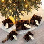 Matte Brown Christmas Kraft Wrapping Paper 45 ft Velvet Ribbon 12 Gift Tags - Image 5
