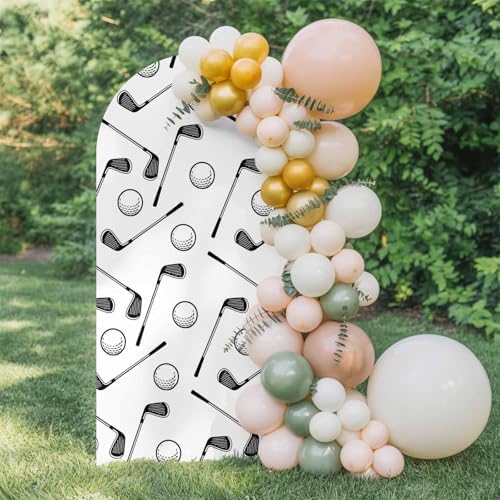 Golf Balls Arch Backdrop Cover 6.6 FT, Retro Sports Style Golf Poles Minimalist Modern Wedding Arch Cover Stretchy Backdrop Stands Covers for Birthday Party Ceremony Banquet Decor by Unknown