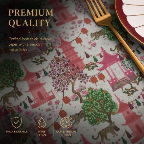 Paper Placemats Design – Takara Pink Pagoda Garden – Malabar Home - Image 4