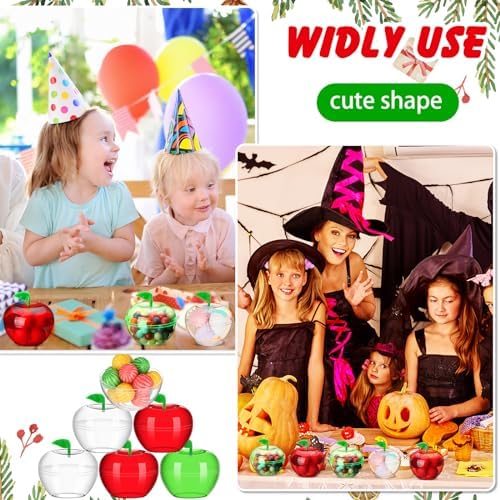 Nitial 60 Pcs Rosh Hashanah Plastic Apple Container Candy Boxes, 3 Colors - Image 4