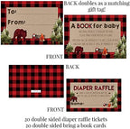 Amanda Creation Lumberjack Baby Shower Party Bundle Decorations for Boys! Includes 20 Invitations with Envelopes + 4 Different Sizes of Decorative Stickers, Diaper Tickets & Bring a Book Cards - Image 3